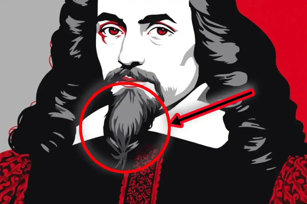 Charles I’s missing goatee is marked with a red circle, showing dark beard hair and the royal physician’s hands in the shocking true story.